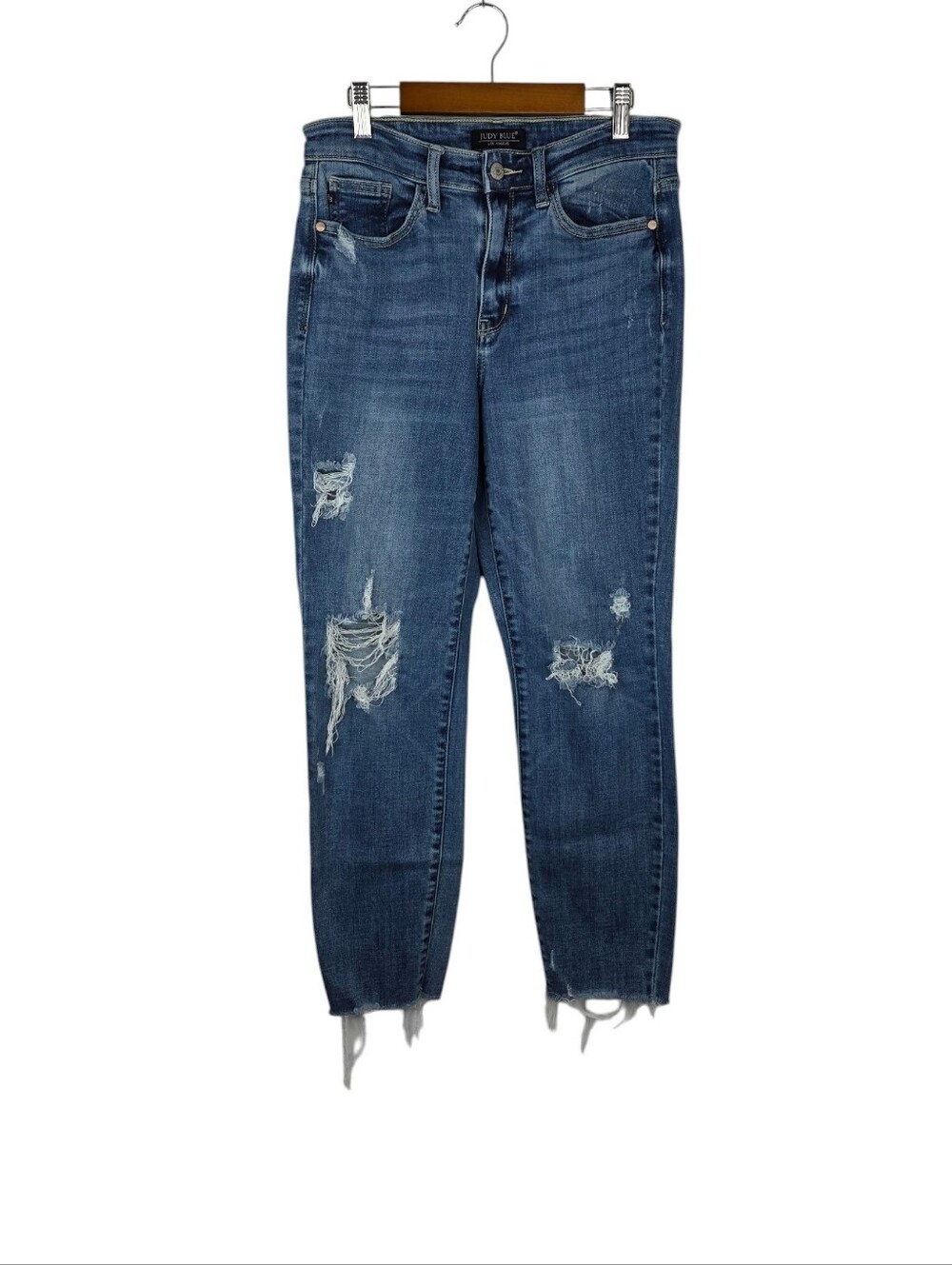 Judy Blue Jeans Women's 3/26 Relaxed Fit Straight Leg Dark Blue Denim Stretch